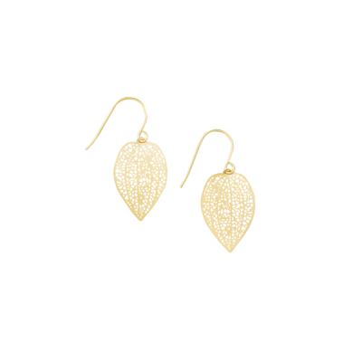 Gold mini leaf earring