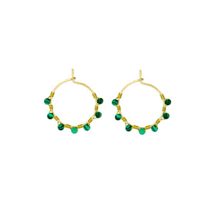 Green Mini Stone Wired Hoops