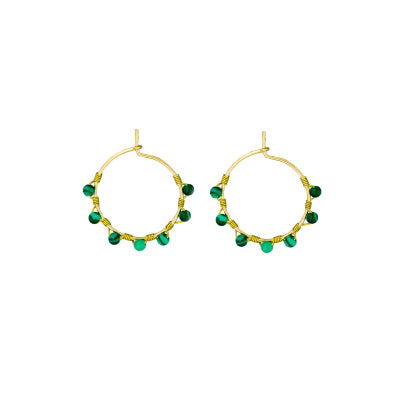 Green Mini Stone Wired Hoops