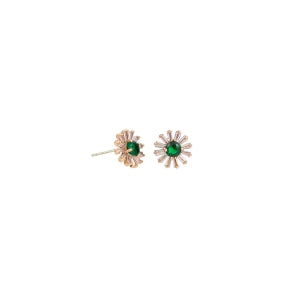 Emerald crystal bloom studs