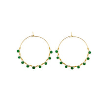 Load image into Gallery viewer, Green Stone Wired Hoops