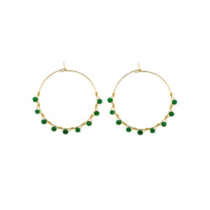 Green Stone Wired Hoops